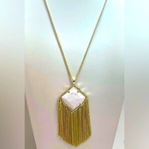Kendra Scott Kingston Gold Tone Mother Of Pearl Fringe Necklace
